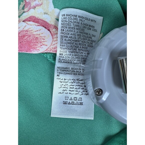 INC International Concepts Green Floral VNeck Faux Wrap Blouse Top Long Sleeve L - Picture 14 of 15
